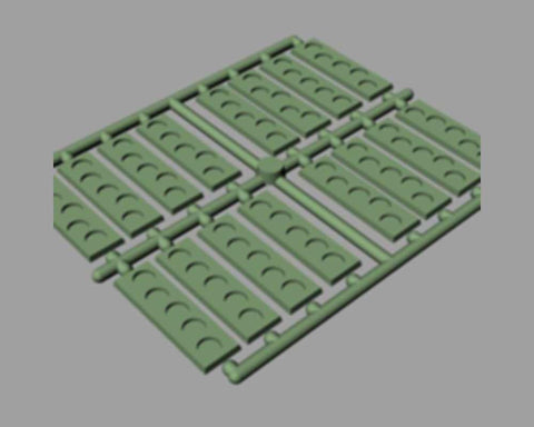 Sprue of 16 Rectangular Infantry Bases w/5 Holes