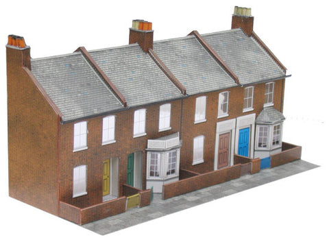 SQC6  Four Red Brick Terrace Fronts OO scale