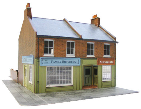 SQC7  Red Brick Terrace Corner Shop OO scale